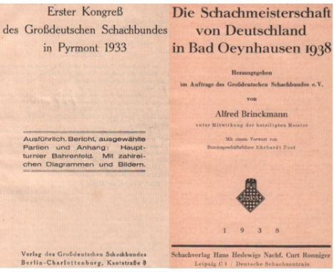 Bad Pyrmont 1933. [Brinckmann, A. und K. Richter.] Erster Kongreß des Großdeutschen Schachbundes in Pyrmont 1933 ... Berlin, 