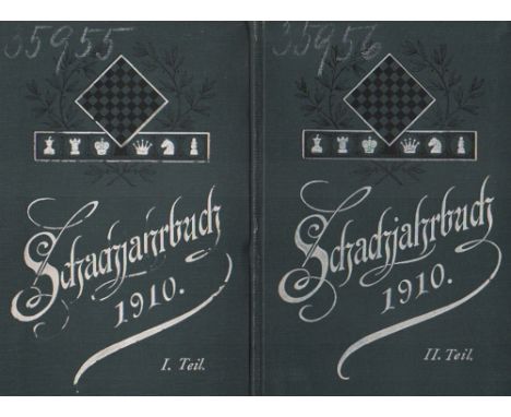 Bachmann, Ludwig. Schachjahrbuch für 1910. I. und II. Teil. XXIV. und XXV. Fortsetzung der Sammlung geistreicher Schachpartie