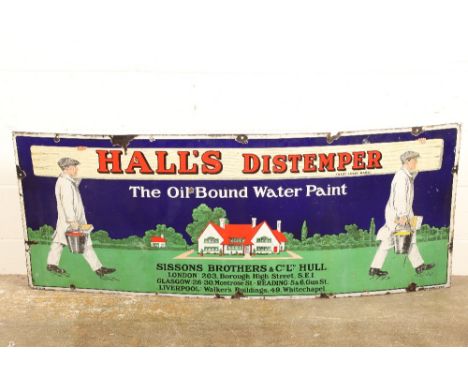 Hall's DistemperRectangular enamel sign'The Oil Bound Water Paint'66cm x 168cm