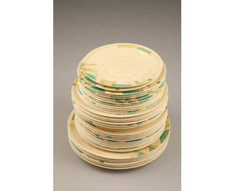 Bizarre by Clarice Cliff dinner ware for Newport Pottery, pattern No 6020, Reg No 748868:- 1 large oval ashet 1 medium oval a