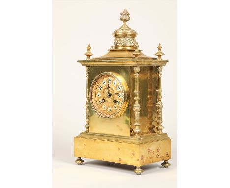 19th century French gilt metal mantle clock, gilt circular dial, eight day movement stamped AD Mougin deux medailles, strikin