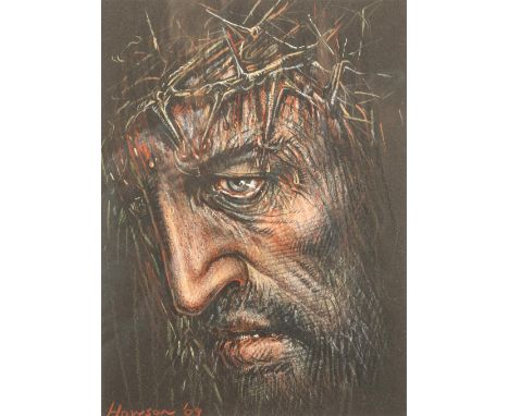 Peter Howson OBE (Scottish born 1958) ARRFramed mixed media, signed, dated 09'Portrait of Christ'20cm x 14cm