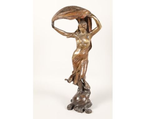 Charles Perron (French 1862-1934)Art nouveau spelter figure of a young maiden, height 80.5cm.CONDITION REPORT:Sculpture not a