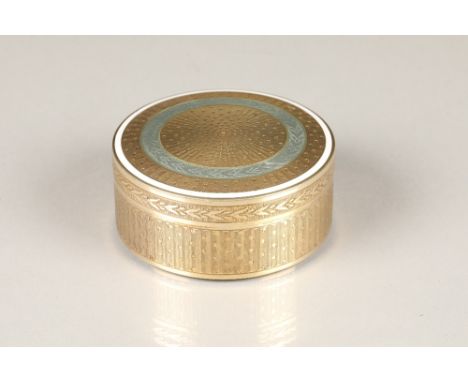 Continental silver gilt trinket box, circular form with hinged lid, engine turned decoration, stamped 900, weight 93.5g, 64mm