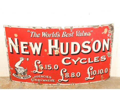 A New Hudson Cycles Rectangular enamel sign 'The Worlds Best Value' 92cm x 168cm
