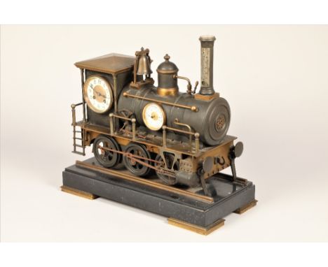 19th/20th century model of a steam engine, incorporating a time piece to the cab, a barometer to the boiler, a thermometer in