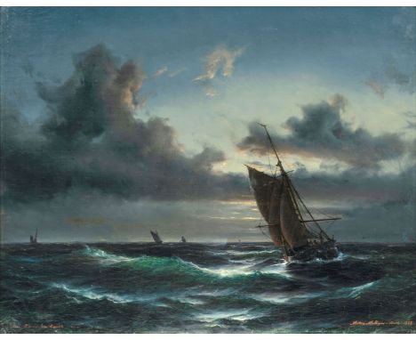 Anton Melbye (Kopenhagen 1818 - Paris 1875). Abend auf See. Öl/Lw. 53 x 67 cm. R. u. sign. und dat. Anton Melby Berlin 1852, 
