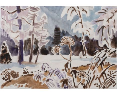 Eduard Bargheer (Hamburg 1901 - Hamburg 1979). Winterwald. 1963. Aquarell. 29,5 x 41 cm. L. u. sign. und dat. Bargheer 63, un