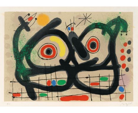 Joan Miró (Barcelona 1893 - Palma de Mallorca 1983). Le Lézard aux Plumes d'or. 1967. Farblithographie. 33,5 x 48 cm. R. u. m