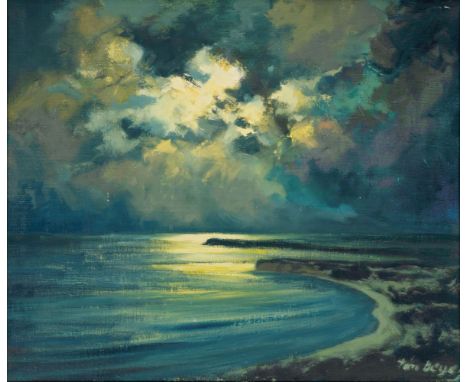 Tom Beyer (Münster 1907 - Stralsund 1981). Mond über der Küste. Öl/Lw. 50,5 x 60 cm. R. u. sign. Tom Beyer. Min. Kratzer. - D