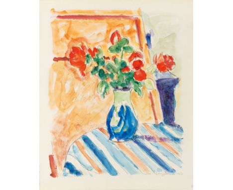 Ivo Hauptmann (Erkner 1886 - Hamburg 1973). Pfingstrose. 1967. Aquarell und Kohle. 46,5 x 38 cm. Ungerahmt. R. u. mit Bleisti