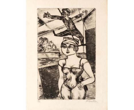 Conrad Felixmüller (Dresden 1897 - Berlin 1977). Artistin. 1921. Kaltnadel. 54 x 34,5 cm. Ungerahmt. R. u. sign. und dat. Fel
