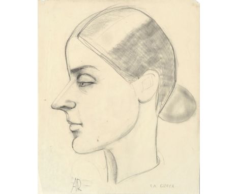 Anita Rée (Hamburg 1885 - Kampen 1933). Bildnis Agnes Holthusen im Profil nach links. 1928-1930. Bleistift. 30 x 25 cm. Unger