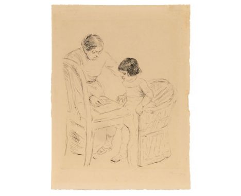 Max Liebermann (Berlin 1847 - Berlin 1935). Vor der Bilderfibel. 1923. Radierung. 27 x 21,5 cm. Ungerahmt. R. u. mit Bleistif