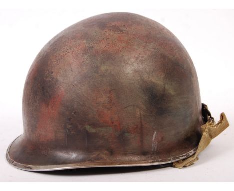 A rare WWII Second World War M1 pattern Infantry steel combat uniform helmet. Complete example. including liner and all strap