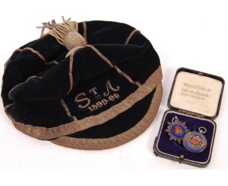 A rare Victorian Rugby Football Honours Cap and accompanying badges, relating to an Albert Beavis of Bristol. The cap, believ