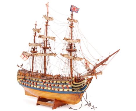 A vintage early 20th century (possibly older) scratch built model of Admiral Nelson's Flagship HMS Victory . Well detailed, w