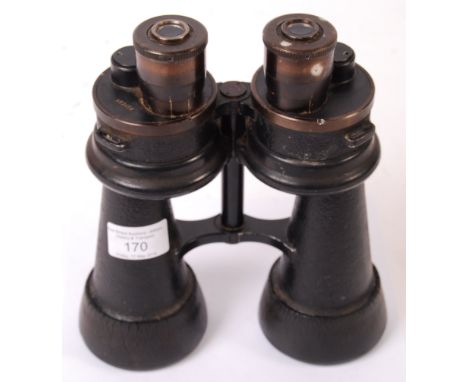 A pair of rare original WWII Second World War Ernst Leitz Kreigsmarine U-Boat 7x50 binoculars. Makers marks 'beh' to eye plat