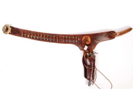 A set of 20th century Western / Wild West cowboy reenactment items to include; A B.J. Redman Maker Bristol England leather to