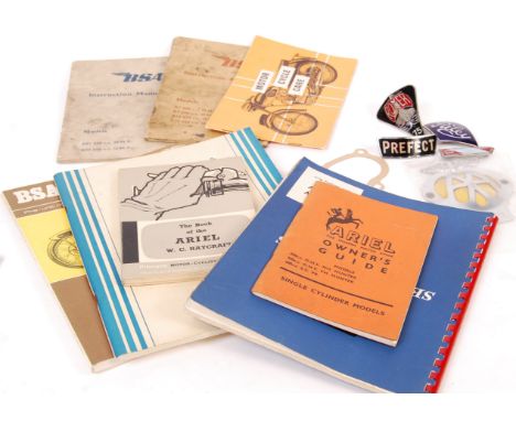 A collection of vintage / early motorcycle owner's handbooks / manuals. To include; The Book Of The Ariel, Motor Cycle Care, 