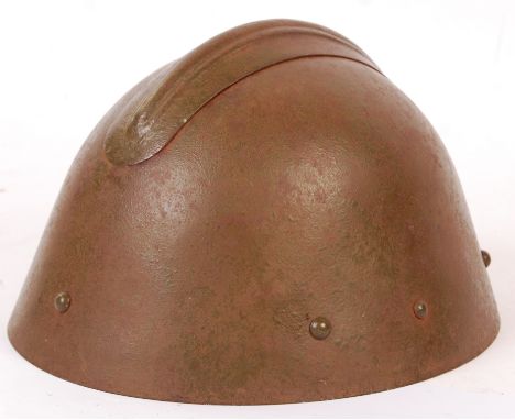 A WWII Second World War Czechoslovakian issue steel uniform combat helmet. Complete with original liner (with 5 tongues) and 