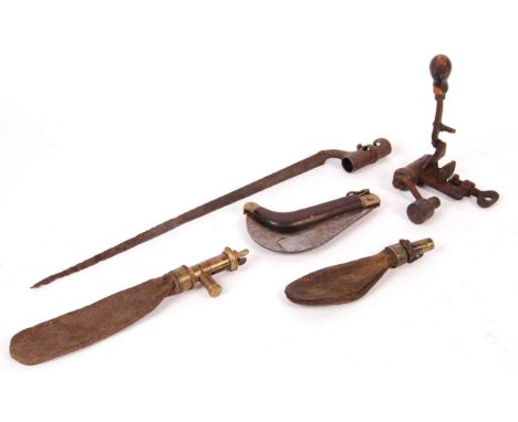 A collection of assorted antique 19th century (and other) militaria / related items. To include a Brown Bess socket bayonet (