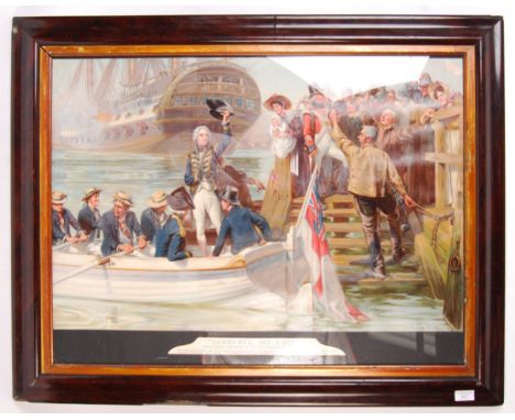 A late 19th / early 20th century antique print of Admiral Lord Nelson by Fred Roe. Titled ' Good-bye My Lads ' the lithograph