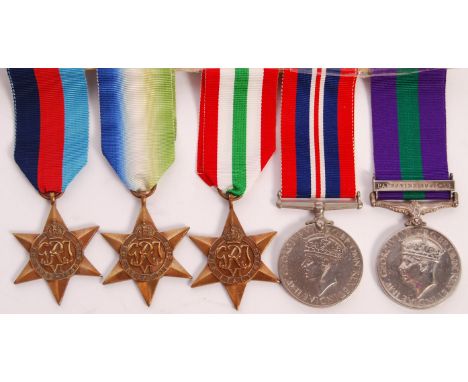 A WWII Second World War medal group belonging to a T 19045655 Corporal AH Fricker of the Royal Army Service Corps. Comprising