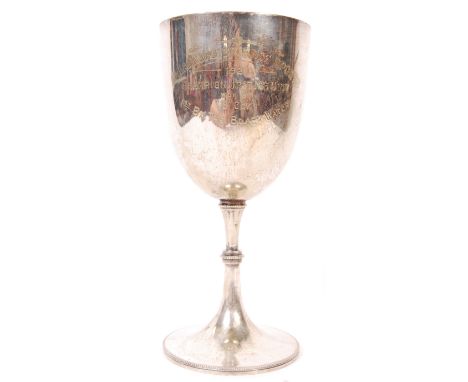 A rare post-WWI First World War interest 1920's silver plated presentation goblet ' Allahbad Brigade Sports - 1921 - Awarded 