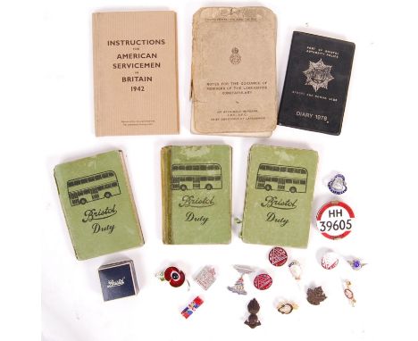 A collection of largely local interest related transport items and ephemera. To include; 3x vintage Bristol Omnibus ' Duty ' 