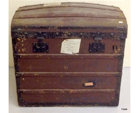 A Metal bound dome top trunk