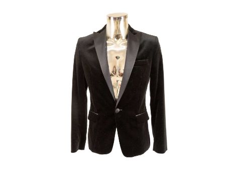 Circa 2013 DSquared Black Velvet Evening Jacket with silk lapels, single button fastening, three front pockets, three interna