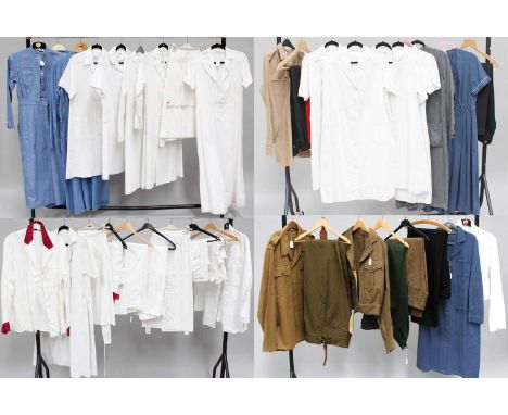 Quantity of Assorted 20th Century Military Costumes, Nurses Outfits, comprising a khaki wool battle dress blouse and similar 