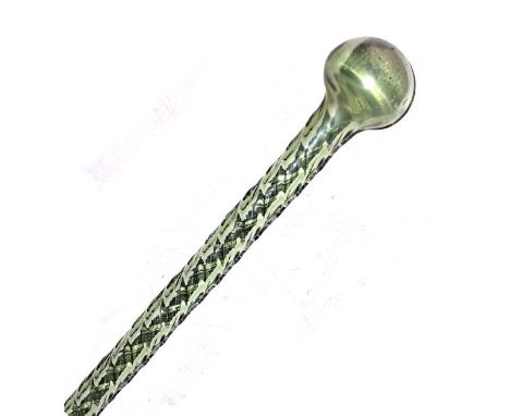 Pale green glass hollow walking stick having moulded wrythened decoration   Condition: 