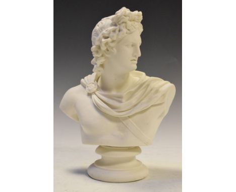 19th Century parianware bust - Apollo, probably Royal Worcester, unmarked, 28.5cm high   Condition: 