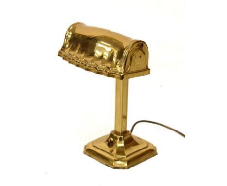 Brass library-style desk lamp with adjustable shade   Condition: 