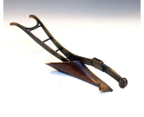 Early 20th Century scratch built wooden model of a hand plough   Condition: 