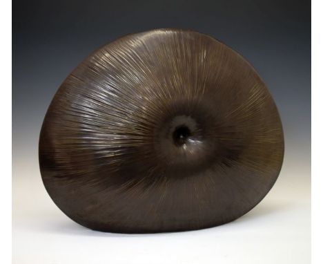 Large bronzed ceramic Modernist vase of shell design, 55cm wide x 44cm high   Condition: 