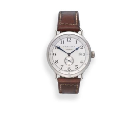 A Stainless Steel Automatic Calendar Wristwatch, signed Hamilton, model: Navy Pioneer, ref: H784650, 2014, (calibre 2895-2) l