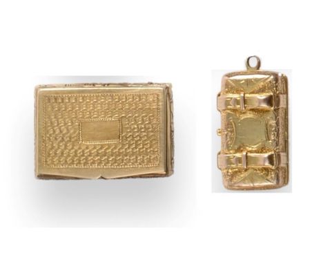 An Engine Turned Gold Vinaigrette, stamped HCG to interior of cover, 19th century, with foliate sides; and A Small Novelty Go