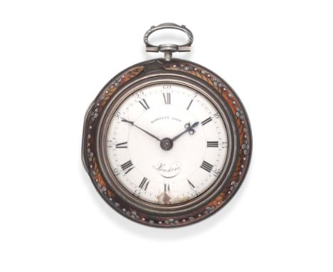 An Under-Painted Horn Triple Cased Silver Pocket Watch, signed Ralph Gout, Londres, 1808, gilt fusee verge movement signed an