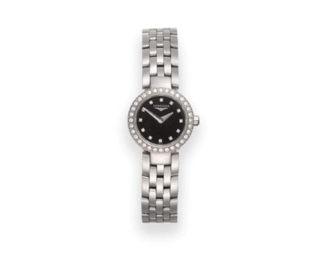 A Lady's Stainless Steel Diamond Set Wristwatch, signed Longines, model: DolceVita, ref: L5.174.0, circa 2003, quartz movemen