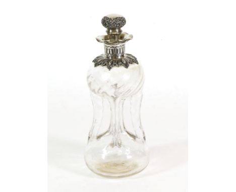 A Late Victorian Scottish Silver Mounted Glass Decanter, Robert Scott, Glasgow 1899, with decorative mount, the stopper chase