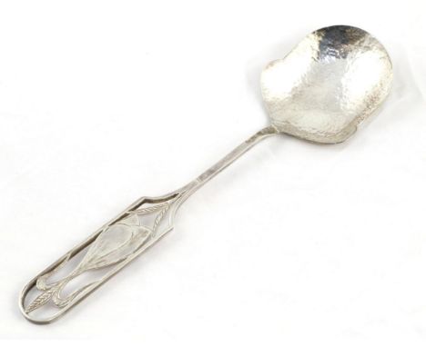 An Arts & Crafts Silver Serving Spoon, maker's mark HM an anchor between, probably Australian, mid 20th century, the shaped b