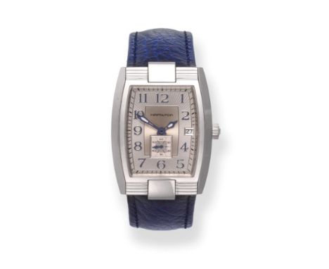 A Stainless Steel Tonneau Shaped Automatic Calendar Wristwatch, signed Hamilton, model: Mount Vernon, ref: H 295150, circa 20