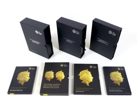 A group of five Elizabeth II Royal Mint UK proof coin sets, comprising 'The 2017 United Kingdom Proof Coin Set Collector Edit