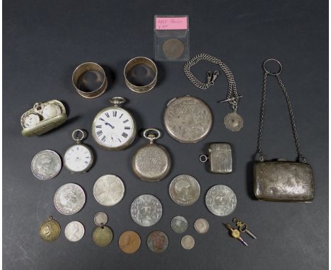 A collection of Victorian and later silver pocket watches and silver, including a silver Victorian Nicole &amp; Co. London, k