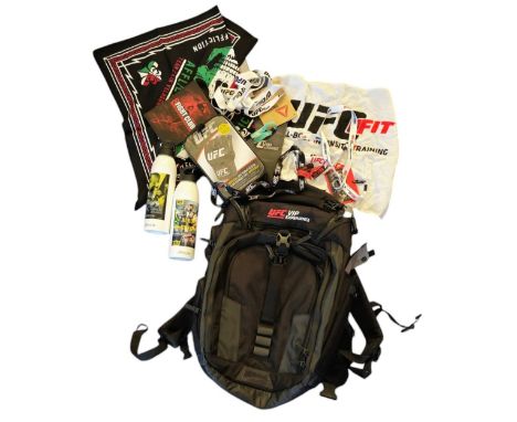 UFC VIP Collection, Backpack, UFC Fit Towel, UFC Do No Not Disturb Door hanging sign, Official UFC Fight Glovers, UFC 196 wat