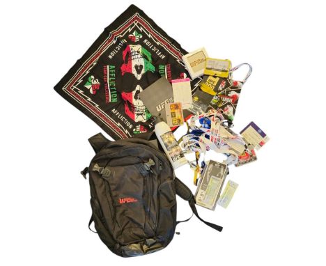UFC VIP Collection, Backpack, UFC VIP Experience coaster, UFC 196 Water bottle, ticket stubs, VIP Lanyard, Lanyard UFC insert