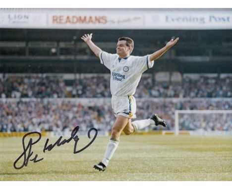Autographed LEEDS UNITED 1970s - 1990s Photos ; Lot of 10 signed 8 x 6 photos depicting former Celtic players from the 1970s 